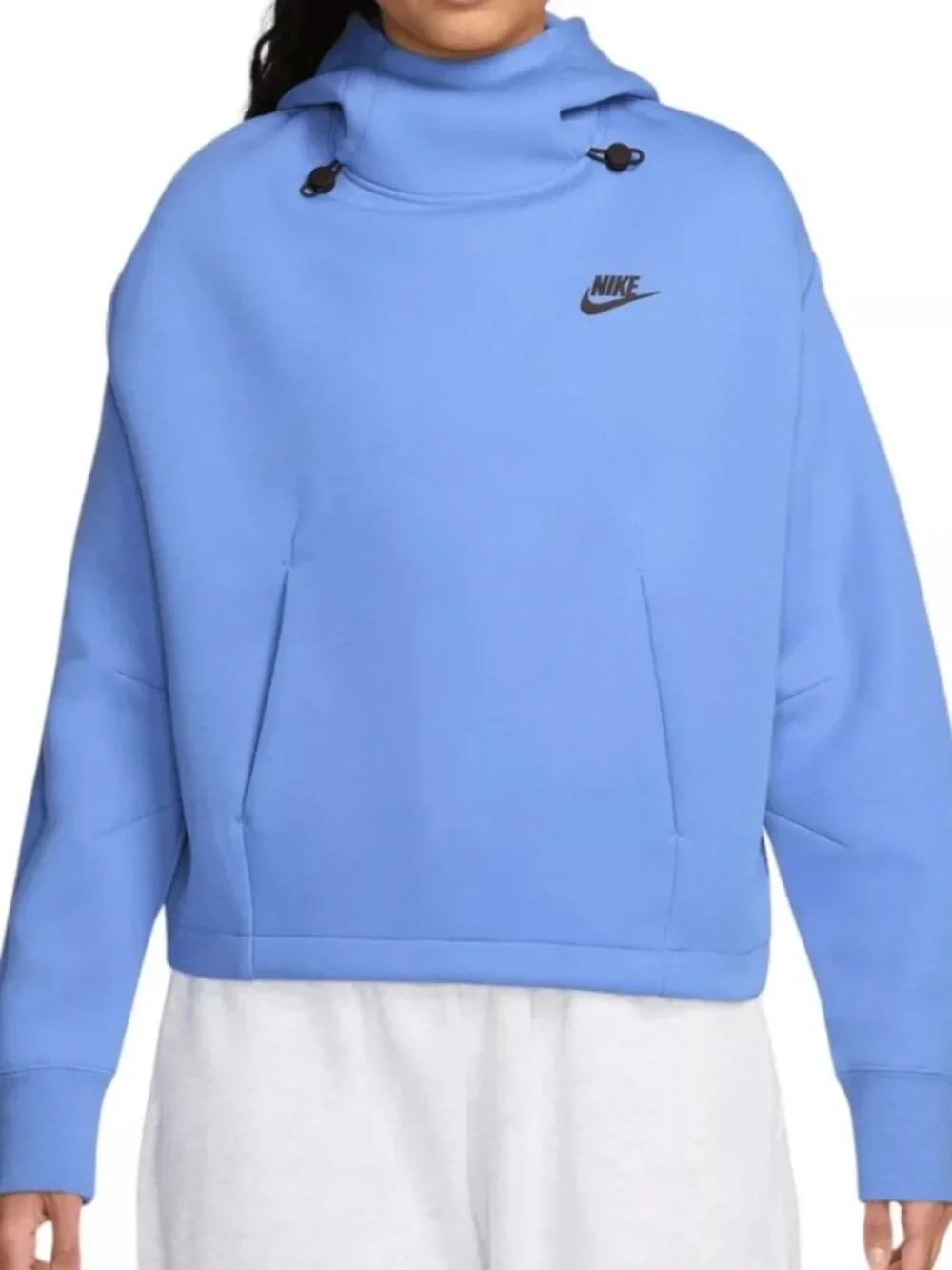 Nike Tech Pack Periwinkle Blue Cropped Boxy Pullover Hoodie Sportswear XS